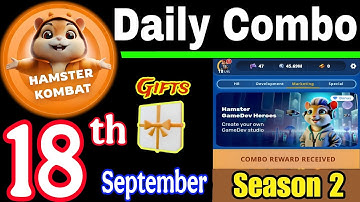 Hamster Kombat GameDev Heroes 🎮| 18 September Daily Combo 🧩 Season 2