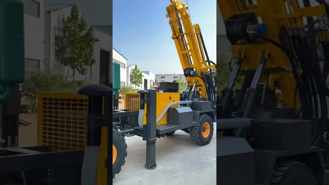 300m Deep Borehole Drilling Rig – Wheel-Mounted Water Well Drilling Demo & Close-Up Look