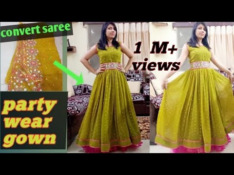 Convert Old Saree/Fabric Into Evening Gown गाउन in 10minutes Reuse Old  Sarees | Party dress tumblr, Diy maternity gown, Easy dress sewing patterns