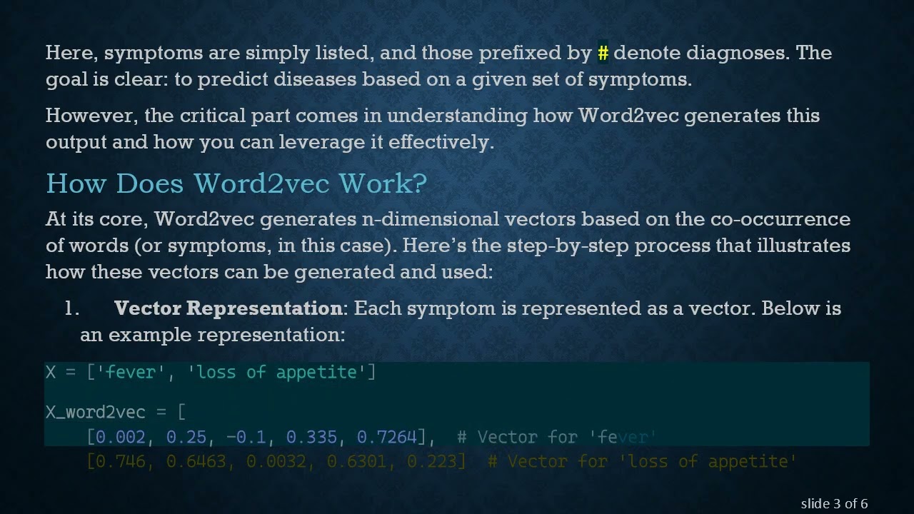 Understanding the Output of Gensim's Word2vec: A Guide to Predicting Diseases from Symptoms