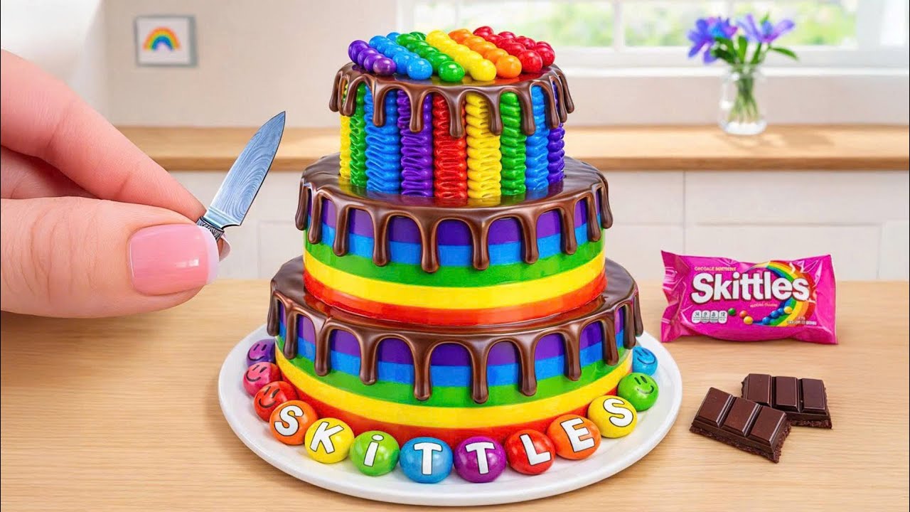 Mini Rainbow Cake Recipe With Chocolate🌈 Colorful Mini Cake Decorating ...