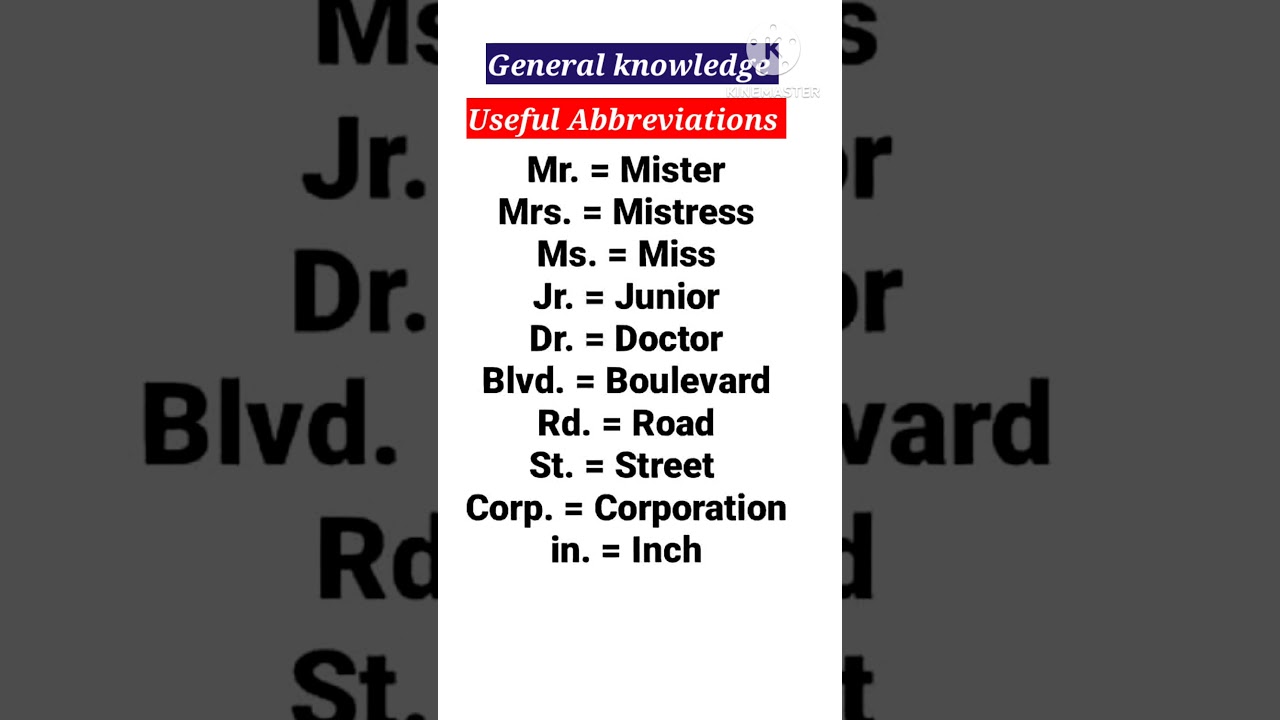 Useful Abbreviations-- Full Forms 