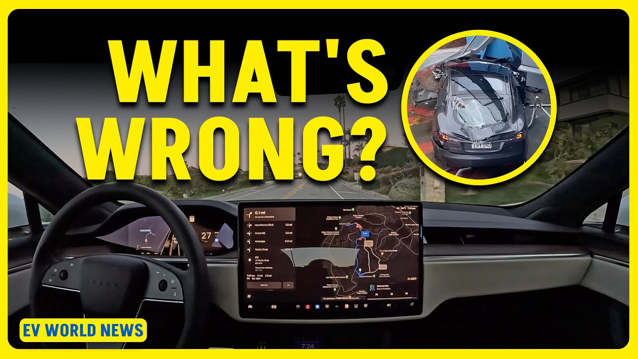 Runaway Tesla crashes into three cars - YouTube