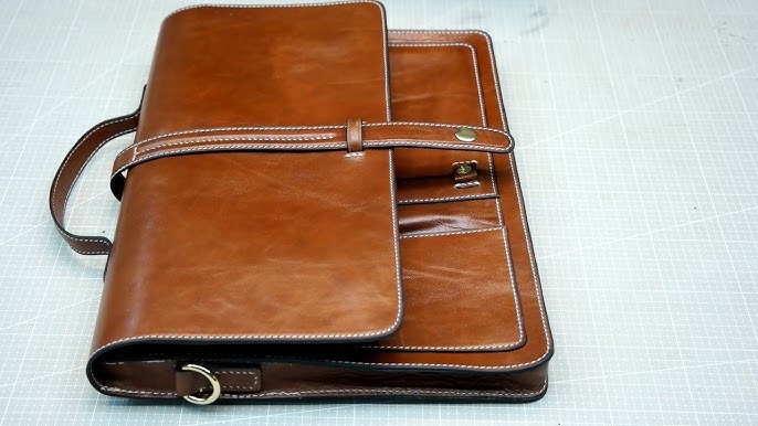 Slim Leather Laptop Bag for Men with Shoulder Strap and 14 Inch Laptop  Compartment - Von Baer