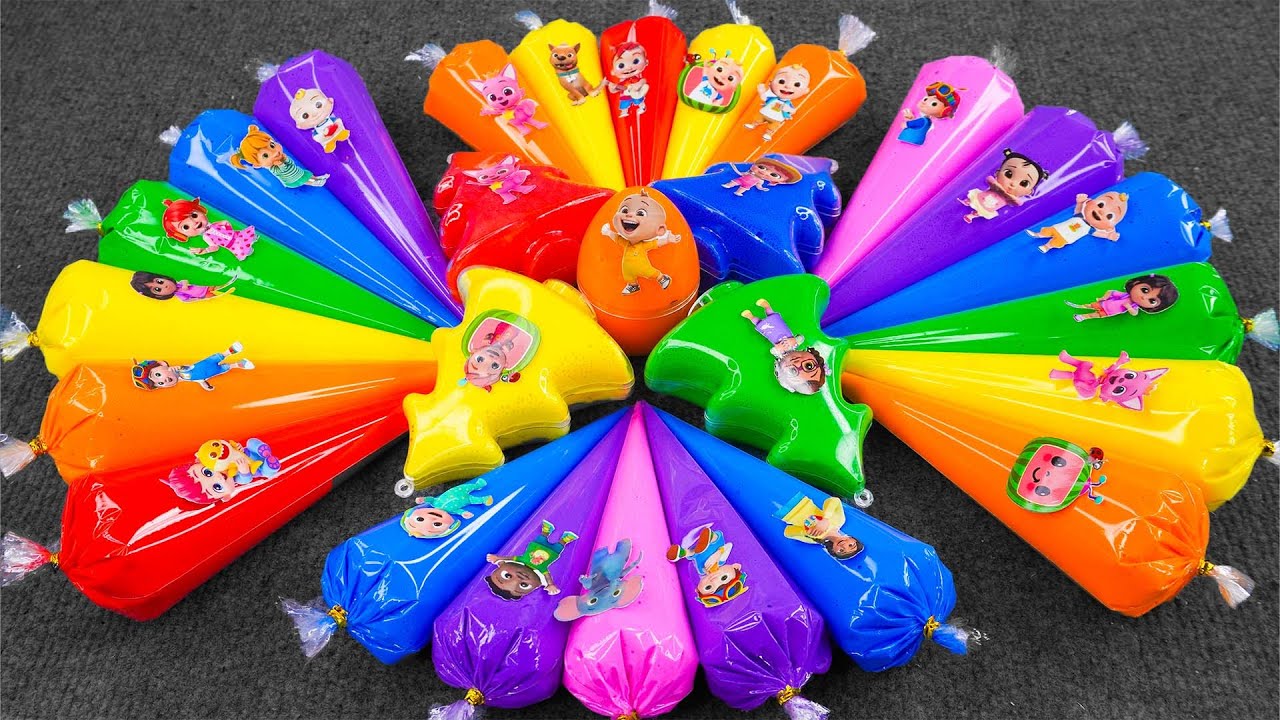 Rainbow Eggs: Looking Pinkfong, Cocomelon, Numberblocks, Alphablocks SLIME Dinosaur Eggs Coloring