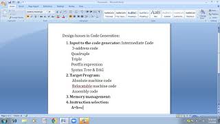 31. Design Issues in Code Generation