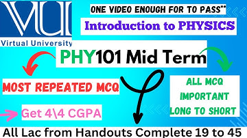 PHY101 Mid Term Preparation 2025 || phy101 current paper most important MCQ ✅