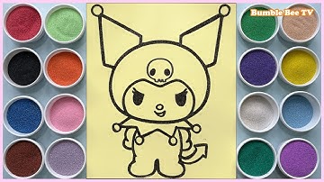 HOW TO COLORING KUROMI SAND PAINTING SO BEAUTIFUL/TÔ TRANH CÁT KUROMI ĐẸP/LEARN COLORS/BUMBLE BEE TV
