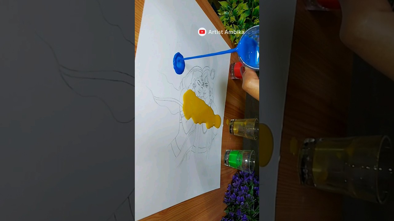 Radha Krishna HOLI💥 Painting with holi colours 