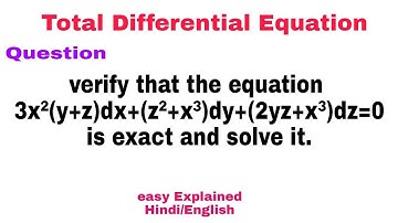 Total Differential Equation | exact Problem