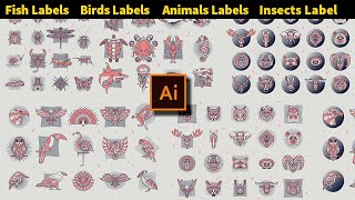 Animal Birds Fish And Insects Label Download In AI Files For Illustrator |Sheri Sk| screenshot 2