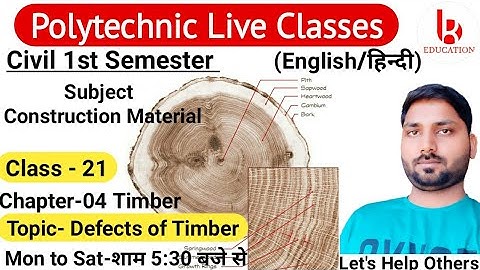 Construction Material | Chapter 4 Timber | Class 21 | Civil 1st Semester by Brijesh Sir