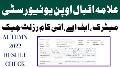 Aiou Result Check Karne Ka Tarika Matric , Fa Classes | Aiou Result Autumn 2022