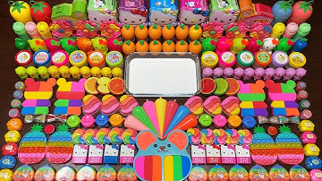 RELAXING WITH CLAY AND GLITTER ! Mixing Random Things Into GLOSSY Slime #2429