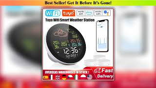 Deal Tuya WIFI Weather Station Table Clock Outdoor Indoor Temperature Tester Weather Forecast Multi