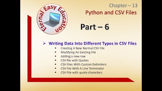 TN 12th STD CS Chapter 13 CSV (Part 6 Writing data with different types in CSV files)