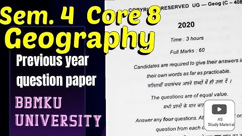 Geography honors sem. 4 (core 8 ) previous year question paper BBMKU