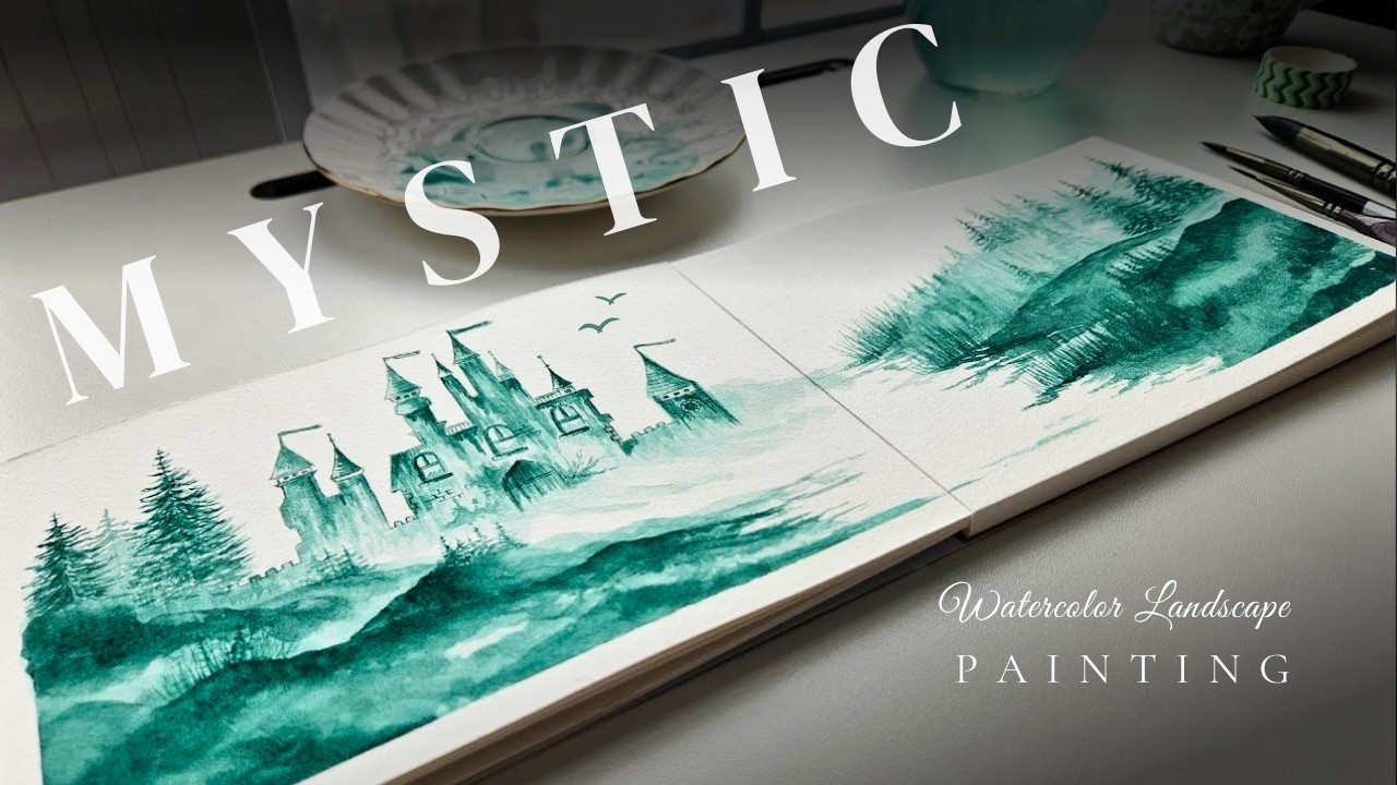 The Castle in the Mist | Monochrome Watercolor