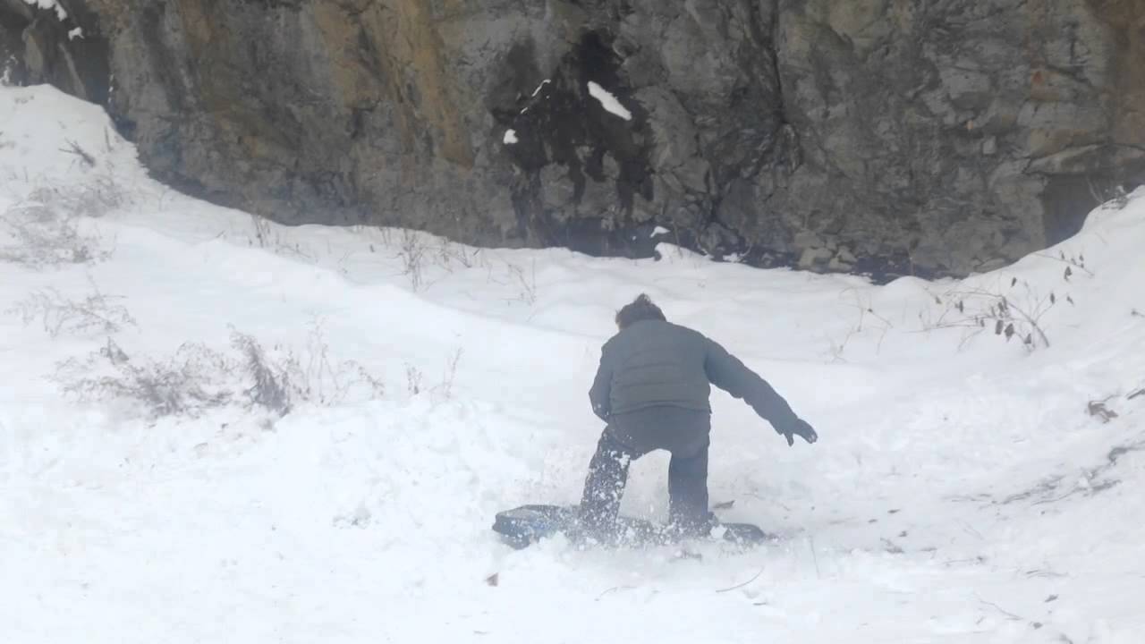 Stand up riding on a sled - YouTube