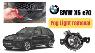 Bmw X5 E70 LCI Fog light replacement DIY. Front bumper grill removal