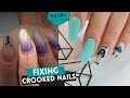 Straightening Crooked Nails With Polygel + Summer Manicure W/ Stamping