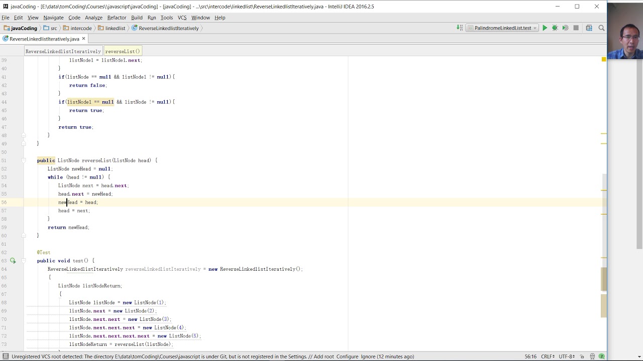 Coding Interview Reverse Linked List iteratively - YouTube