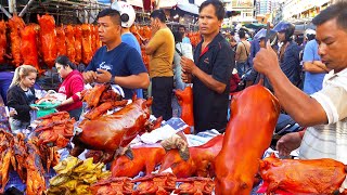 Popular Roasted Pig @ Oruseey Market - Cambodian Street Food Tour In Phnom Penh City