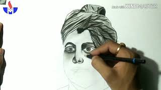 Swami Vivekananda pencil sketch drawing... For beginners... (MANGALDEEP ART)
