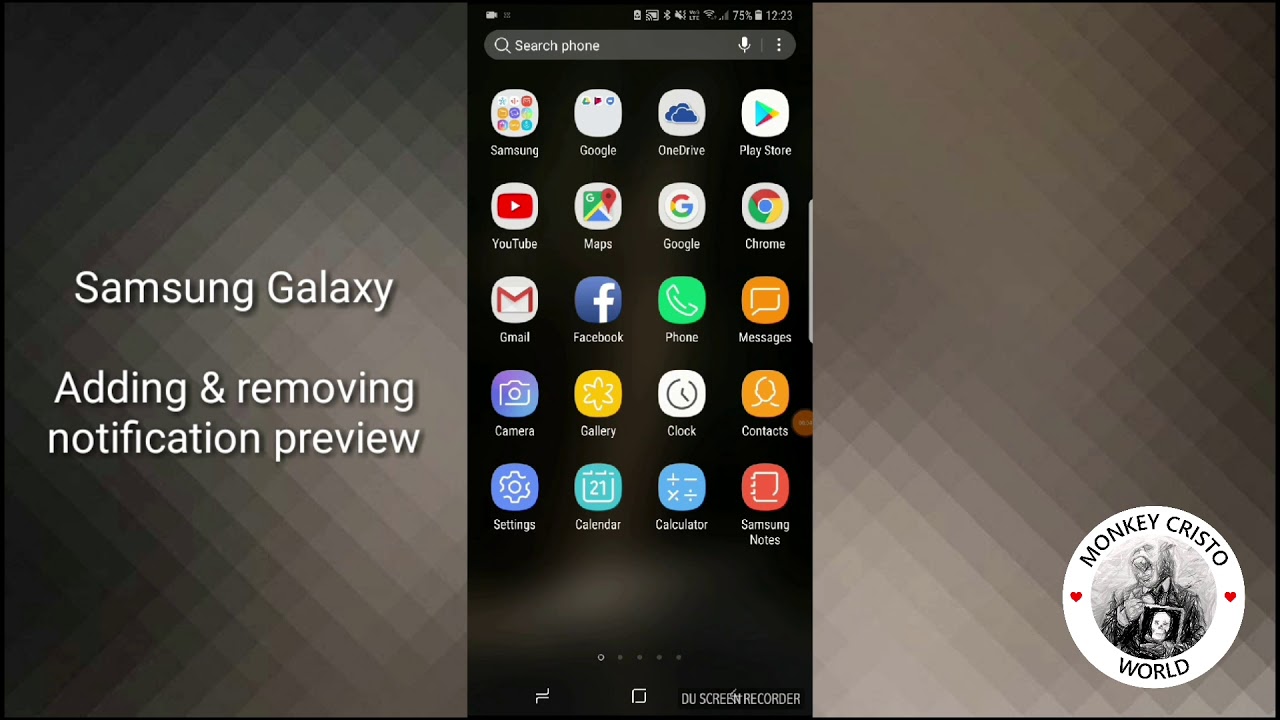 Adding and removing notification preview on Samsung Galaxy S8 YouTube