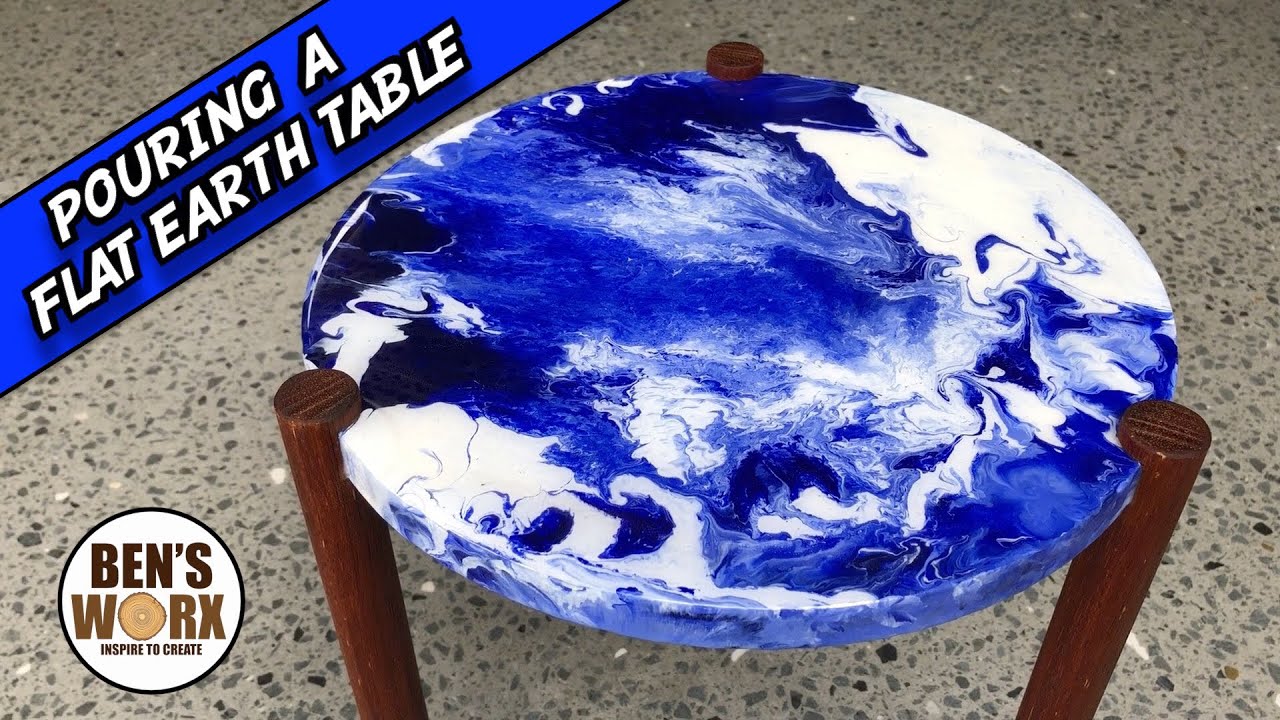 Easy Acrylic Paint Pouring How To Make A Flat Earth Table Youtube
