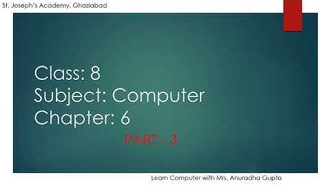 Class 8, Computer, Chapter 6 Part 3 by Anuradha Gupta