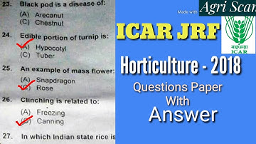 ICAR JRF HORTICULTURE 2018 Solved question paper