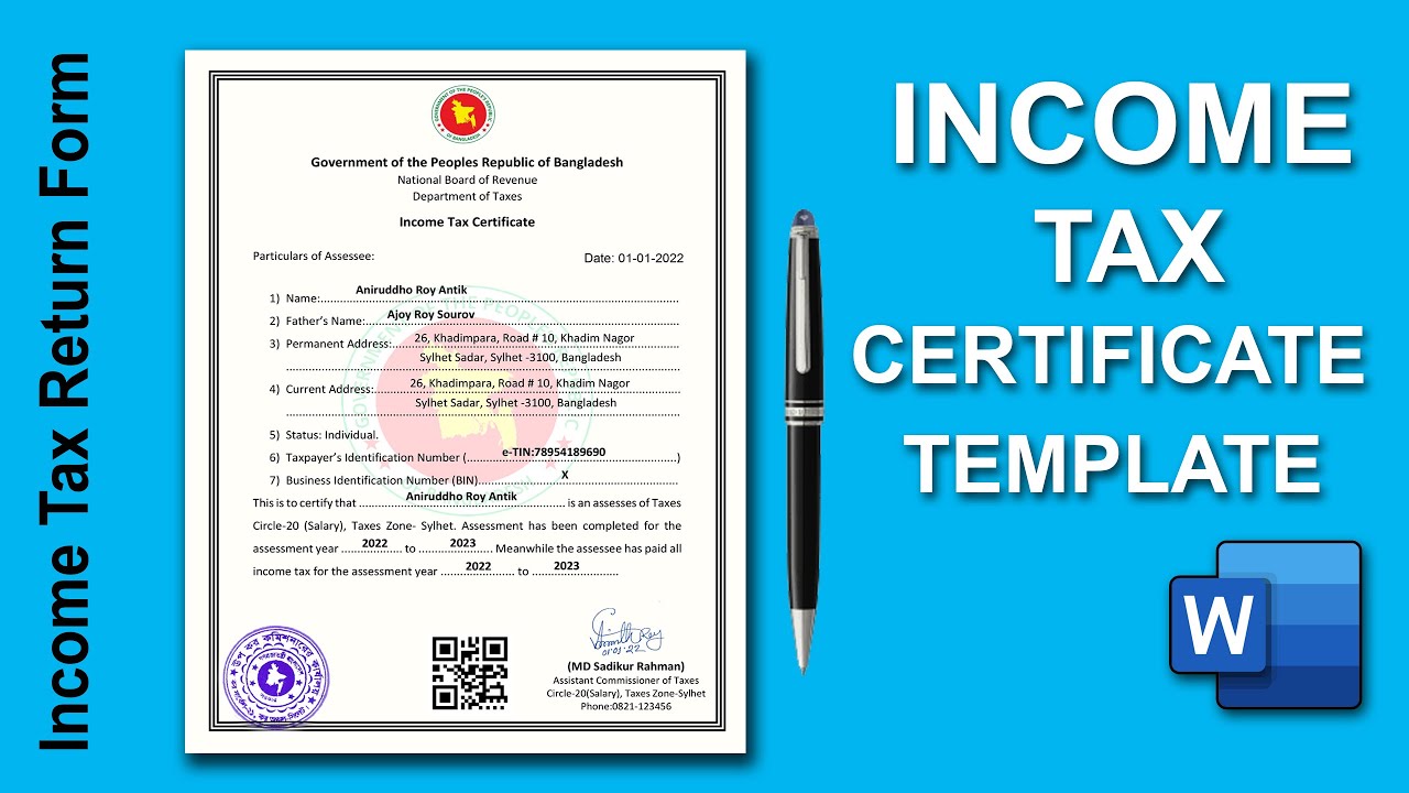 how-to-create-income-tax-certificate-template-design-with-tin-return