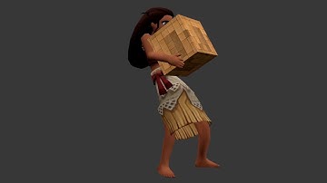 [Blender] Moana Heavy block carrying animation test [Original Motion]