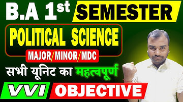 Political Science Ba 1st Semester Important Objective Question 2026 | Political Science BA 1st Year