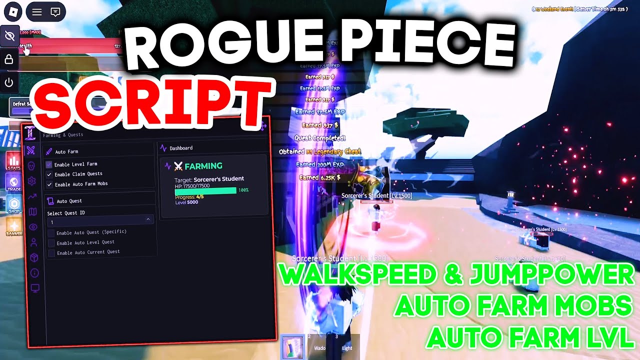 [FREE] Rogue Piece Script | Auto Farm Level, Auto Farm Mobs, Auto Quest ...