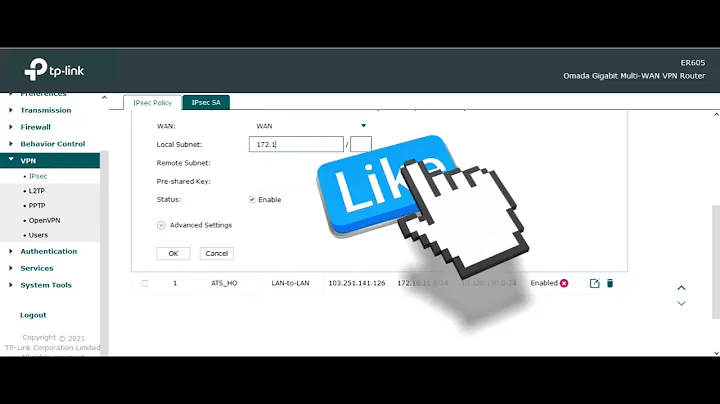 IPSEC Tunnel TP LINK ER605 Router Both Side