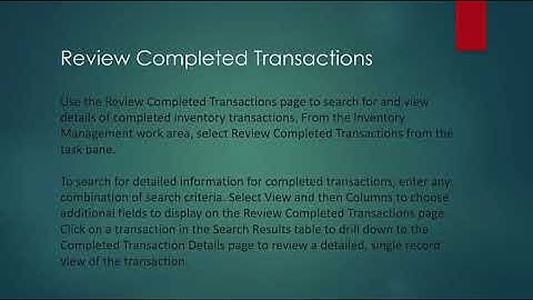 Review Completed Transactions