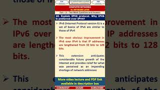 10CN - Computer Networks - Part A Questions - Explain IPV6 protocol. Why IPV6 is preferred over IPV4
