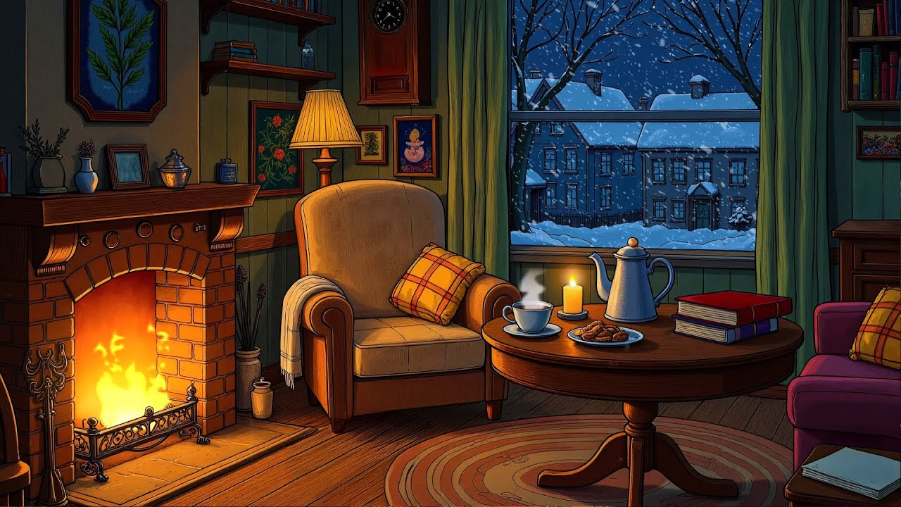 1940s Oldies Music Playing in Another Room with a Cozy Winter Night | Cozy Vintage Music