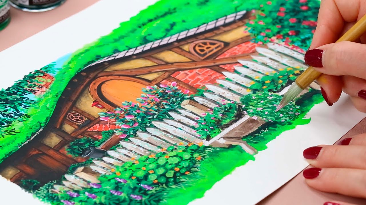 Painting Process of a Hobbit House using Nicker Poster Color 