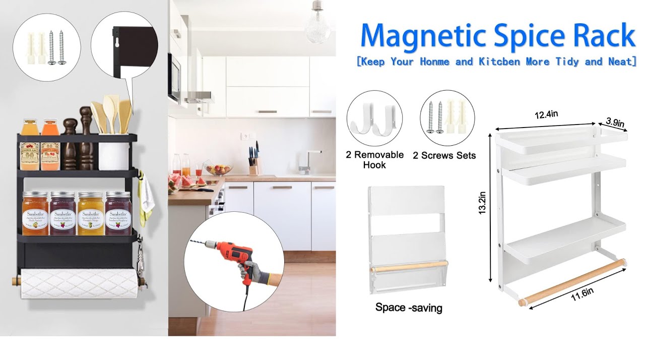 Best Magnetic Spice Rack & Paper Towel Holder for Fridge | Kitchen Organizer Must-Have!