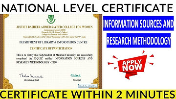 National level E-Quiz on INFORMATION SOURCES AND RESEARCH METHODOLOGY