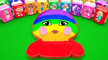 ASMR Satisfying Video 🌈 How To Make Rainbow Squid Game Bathtub With Mixing Slime in JJ Suitcase