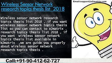 Current Trends in Wireless Sensor Network Topics - +91 9041262727