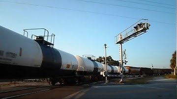 CSX Long Mixed Freight Train Screams Along Curve (Reversed!)