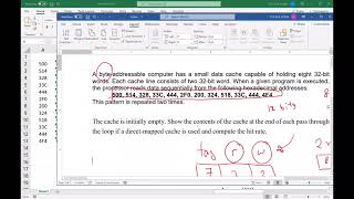 Direct Cache Mapping Example Question (Hit Rate Calculation)