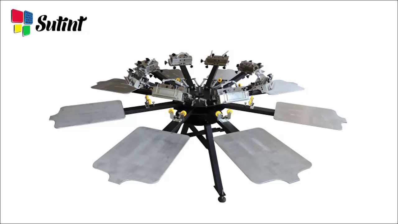 Star Shape 8 Color 8 Station Silk Screen Printing Manual Machine For T ...
