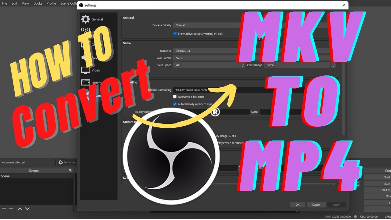 How to convert MKV video file to MP4 in OBS MKV to MP4 in OBS Studio