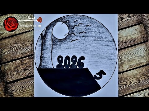 رسم راس السنه 2026 رسم راس السنه رسم سهل 2026 رسم سهل وجميل رسم سهل بالرصاص 